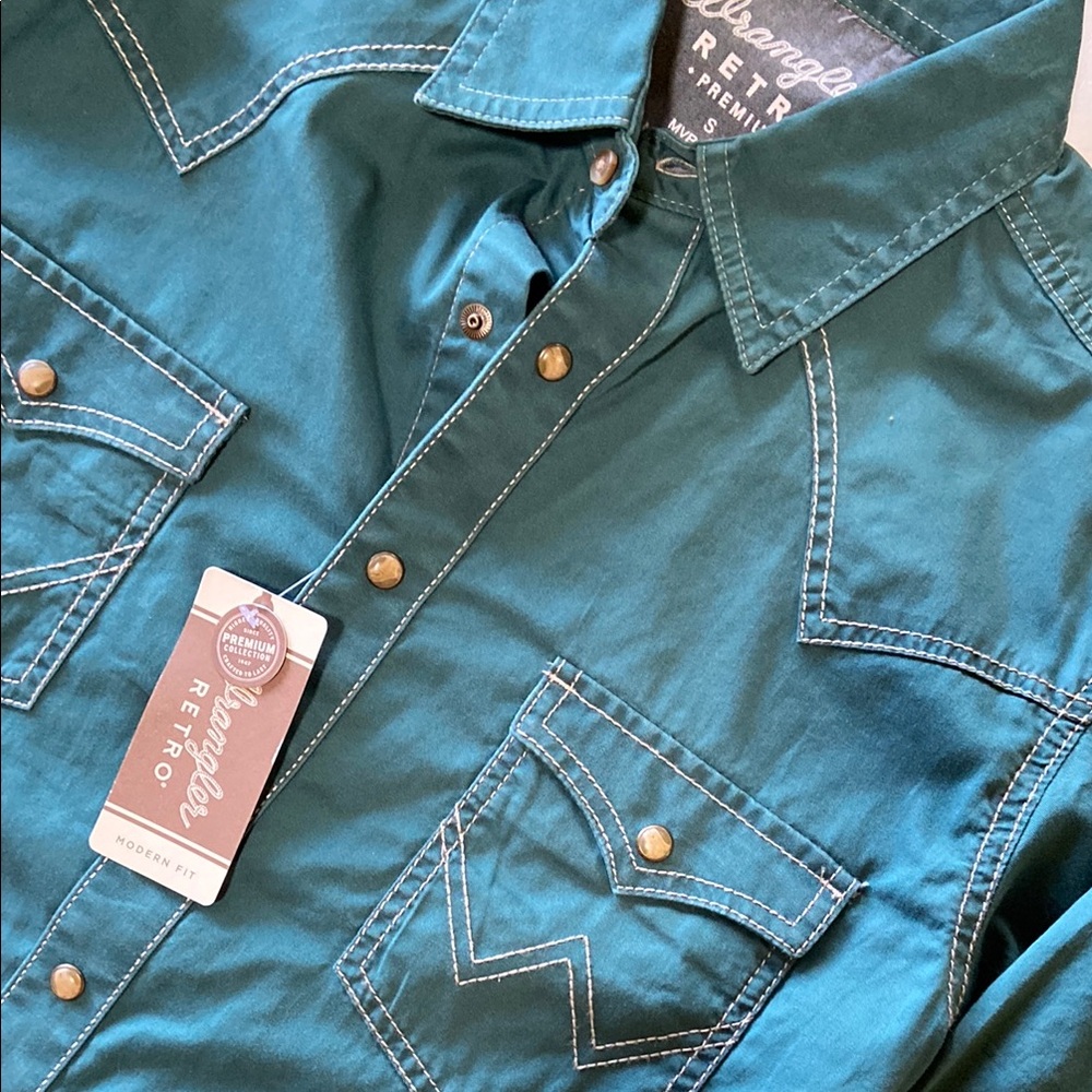 Wrangler Men's Teal Western Shirt - Size Small NWT - Picture 9 of 9